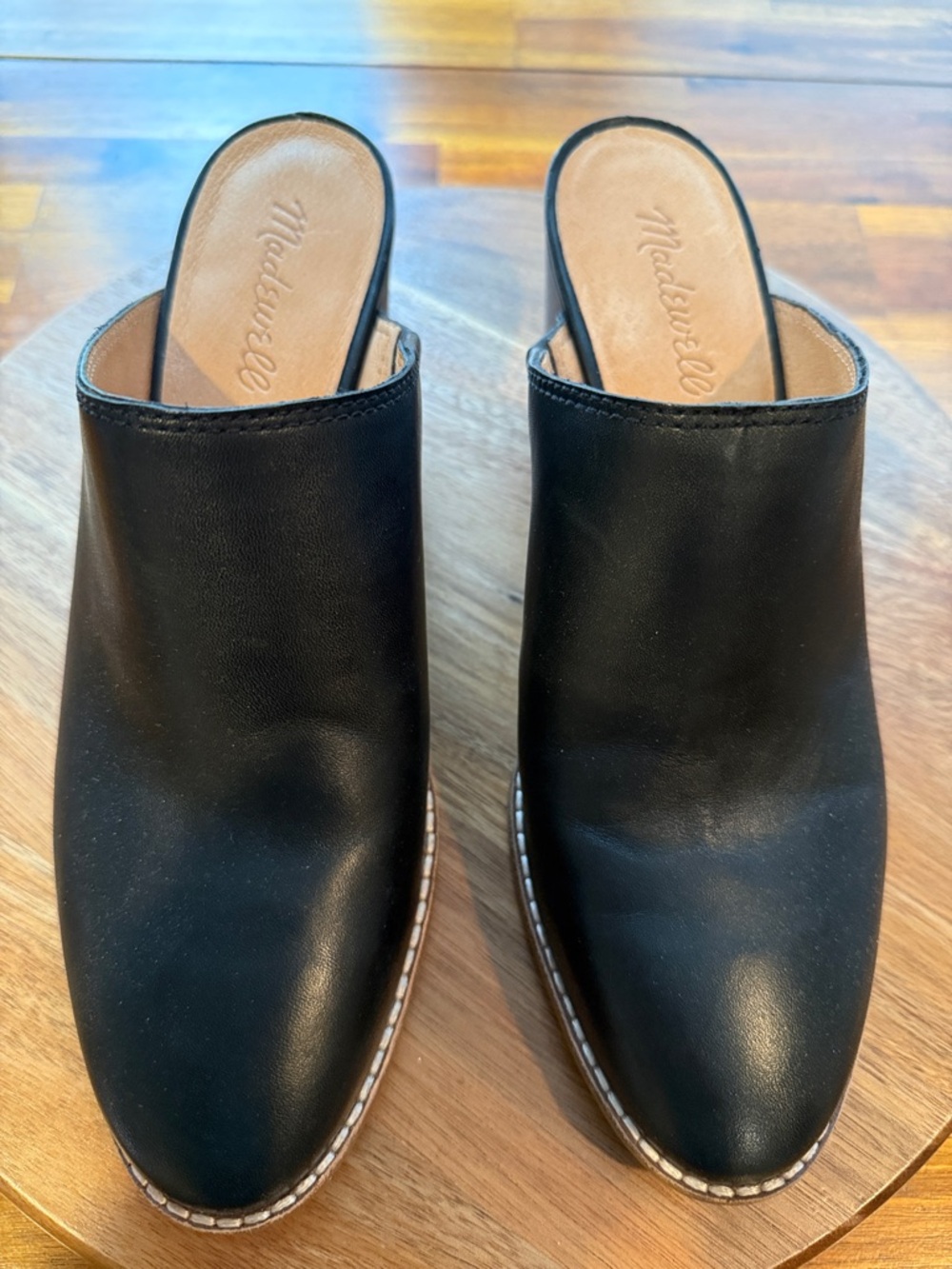 Madewell Black Leather Mule Clogs Size 8